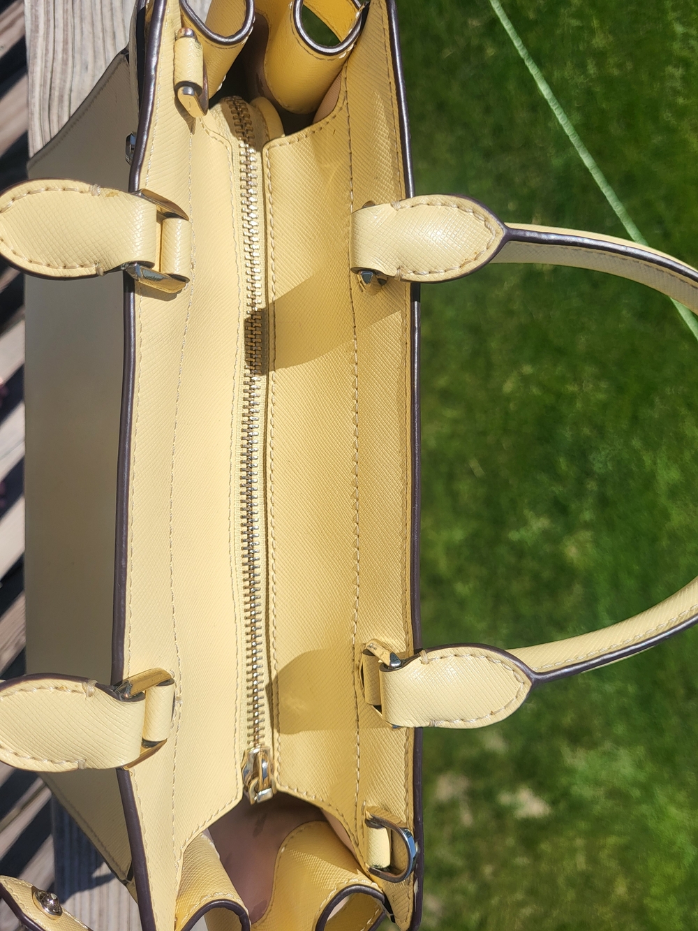kate spade New York Yellow Saffiano Leather Satchel - Picture 4 of 5